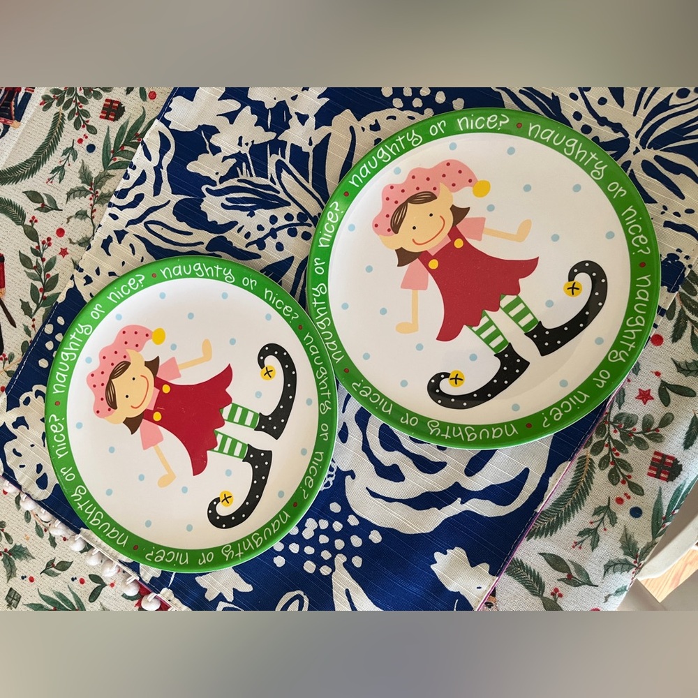 Coton Colors vintage Christmas cookies for Santa melamine plates elf girl